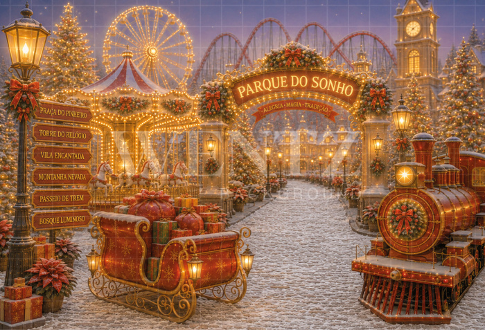 Fundo Fotográfico em Tecido Parque de Natal / Backdrop 8873