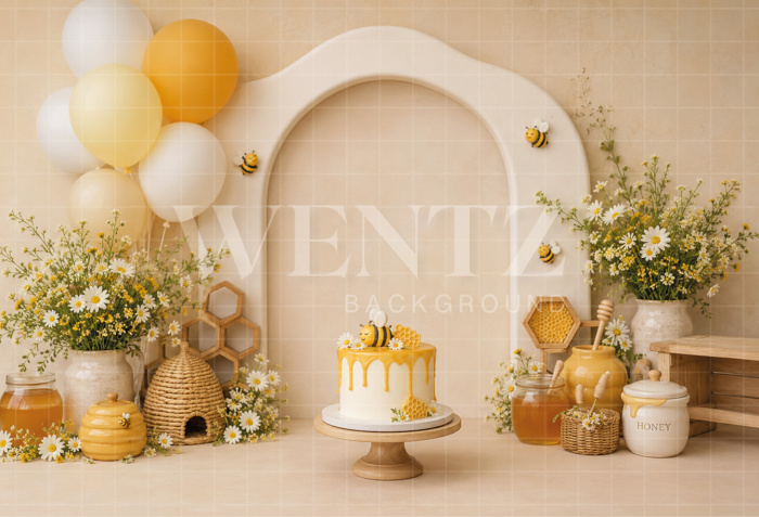 Fundo Fotográfico em Tecido Smash The Cake Abelhinha / Backdrop 8702