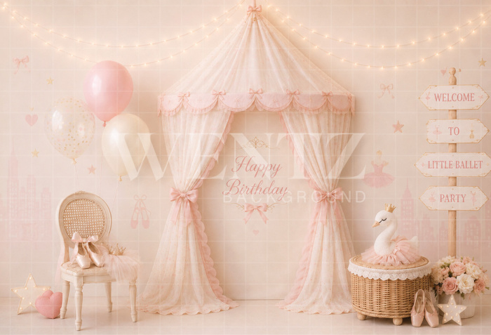 Fundo Fotográfico em Tecido Smash The Cake Balé / Backdrop 8737