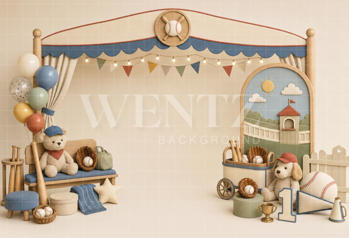 Fundo Fotográfico em Tecido Smash The Cake Beisebol  / Backdrop 8800