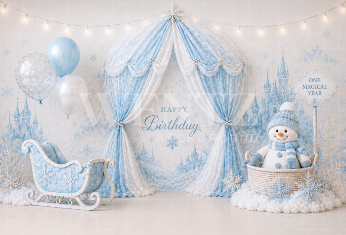 Fundo Fotográfico em Tecido Smash The Cake Castelo de Gelo / Backdrop 8764