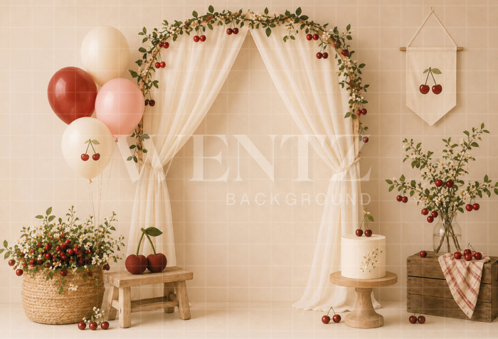 Fundo Fotográfico em Tecido Smash The Cake Cereja / Backdrop 8691