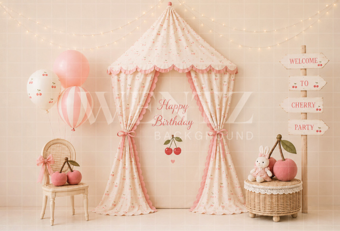 Fundo Fotográfico em Tecido Smash The Cake Cereja / Backdrop 8713