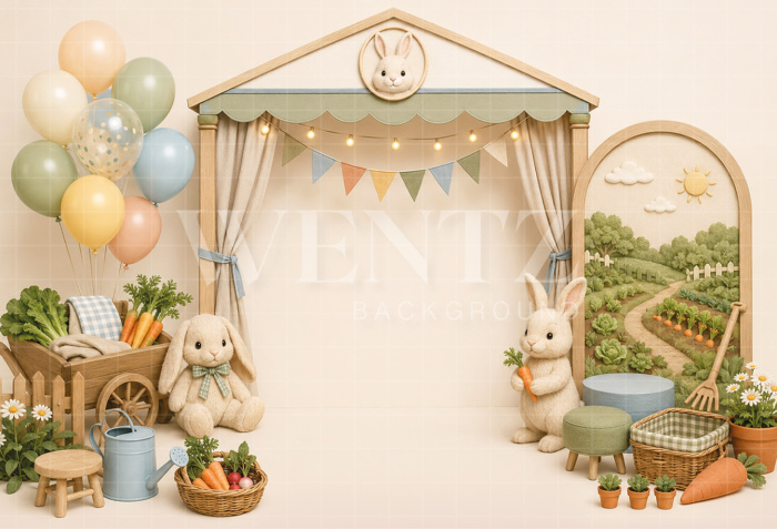 Fundo Fotográfico em Tecido Smash The Cake Coelhos / Backdrop 8793