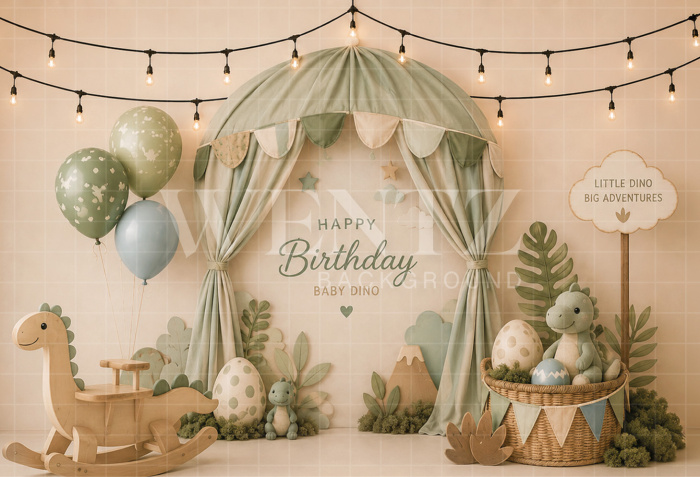 Fundo Fotográfico em Tecido Smash The Cake Dinossauros / Backdrop 8747