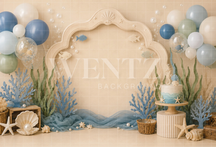 Fundo Fotográfico em Tecido Smash The Cake Fundo do Mar / Backdrop 8703