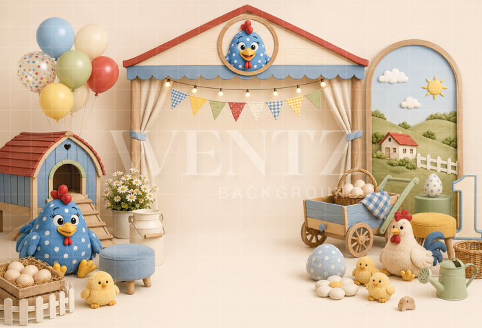 Fundo Fotográfico em Tecido Smash The Cake Galinha Pintadinha / Backdrop 8802