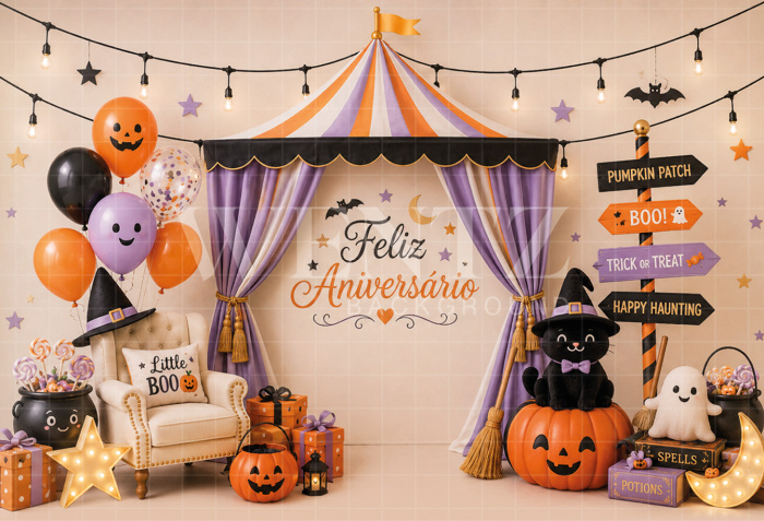 Fundo Fotográfico em Tecido Smash The Cake Halloween / Backdrop 8824