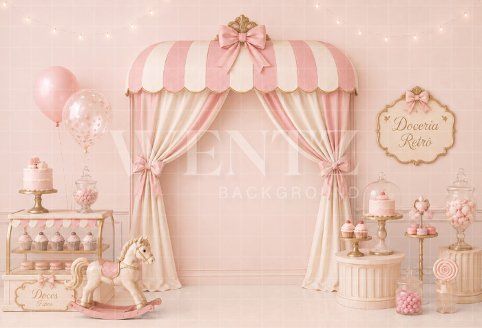 Fundo Fotográfico em Tecido Smash The Cake Loja de Doces / Backdrop 8780