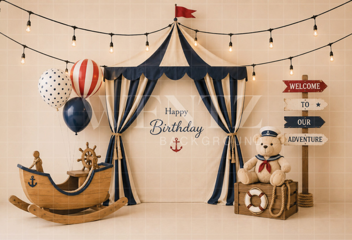 Fundo Fotográfico em Tecido Smash The Cake Marinheiro / Backdrop 8672