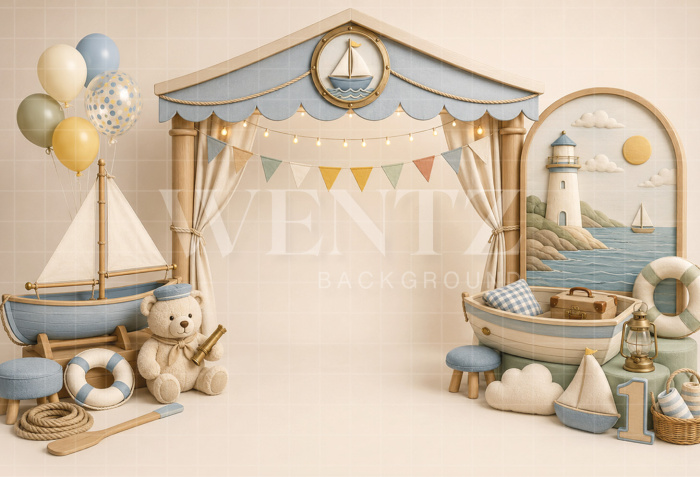 Fundo Fotográfico em Tecido Smash The Cake Marinheiro / Backdrop 8795
