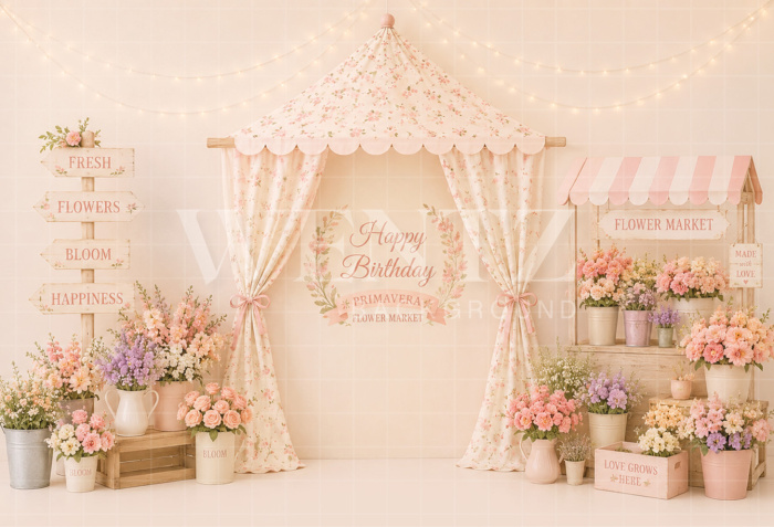 Fundo Fotográfico em Tecido Smash The Cake Mercado de Flores / Backdrop 8814