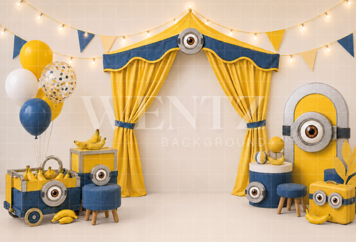 Fundo Fotográfico em Tecido Smash The Cake Minions / Backdrop 8787