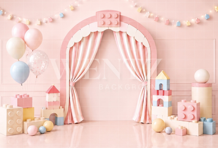 Fundo Fotográfico em Tecido Smash The Cake Mundo dos Blocos / Backdrop 8782