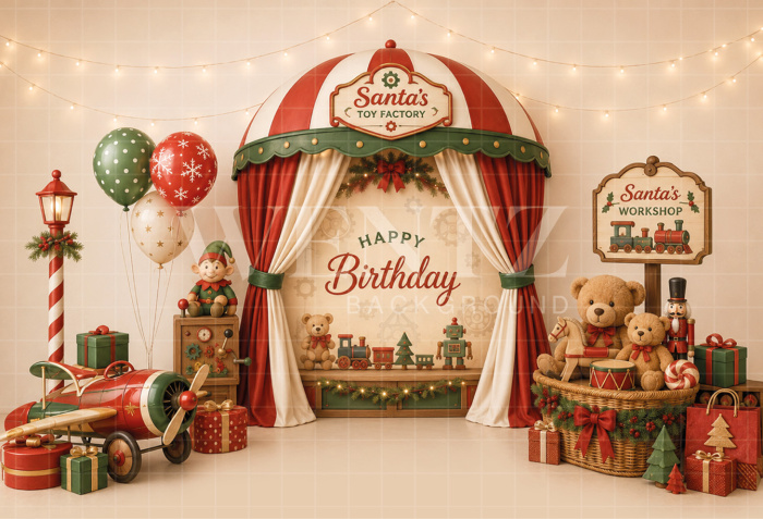 Fundo Fotográfico em Tecido Smash The Cake Natal / Backdrop 8823