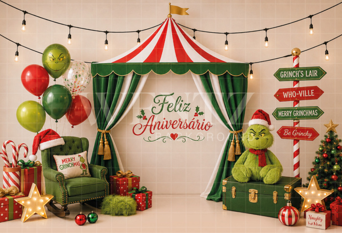 Fundo Fotográfico em Tecido Smash The Cake Natal / Backdrop 8825