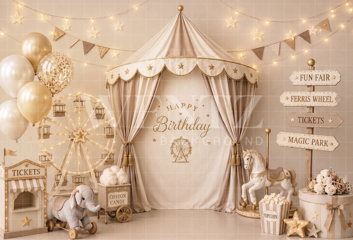 Fundo Fotográfico em Tecido Smash The Cake Parque de Diversões / Backdrop 8786