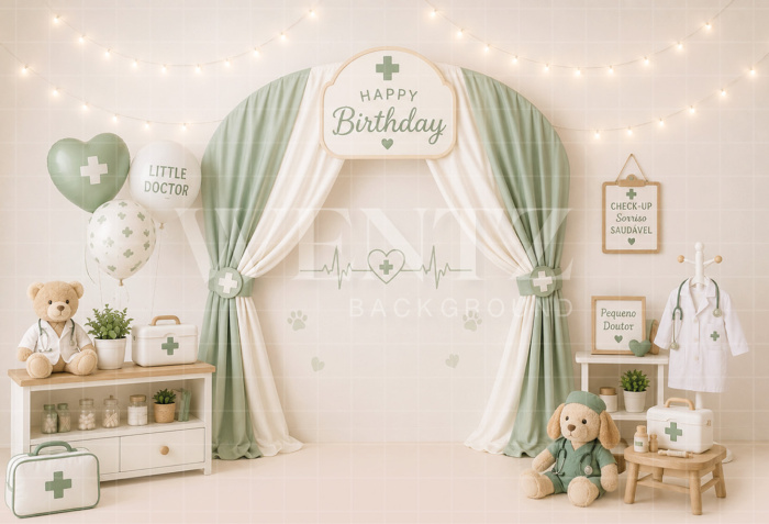 Fundo Fotográfico em Tecido Smash The Cake Pequeno Doutor / Backdrop 8819