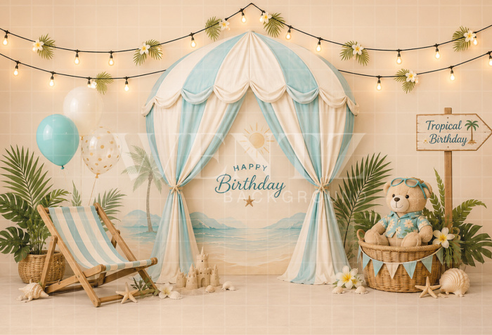 Fundo Fotográfico em Tecido Smash The Cake Praia / Backdrop 8761
