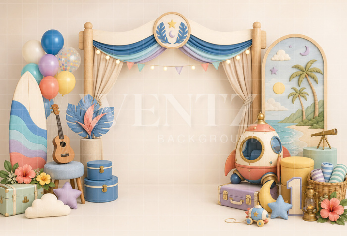 Fundo Fotográfico em Tecido Smash The Cake Praia / Backdrop 8805