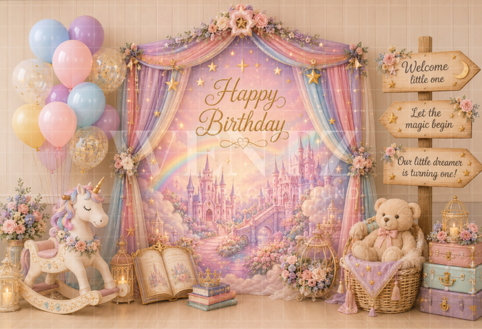Fundo Fotográfico em Tecido Smash The Cake Princesa / Backdrop 8728
