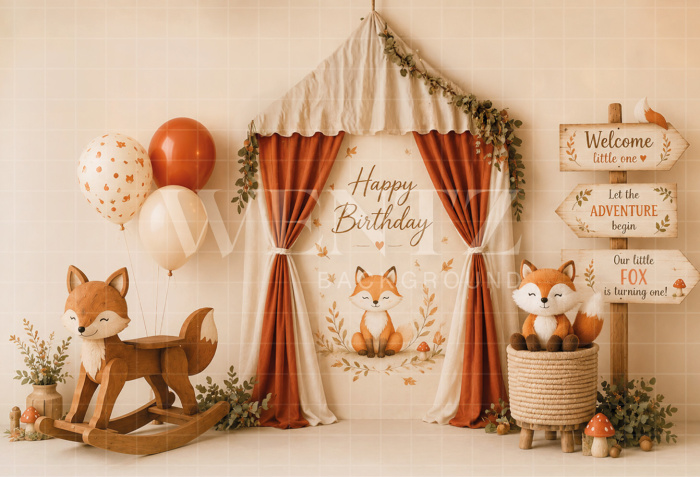 Fundo Fotográfico em Tecido Smash The Cake Raposa / Backdrop 8723