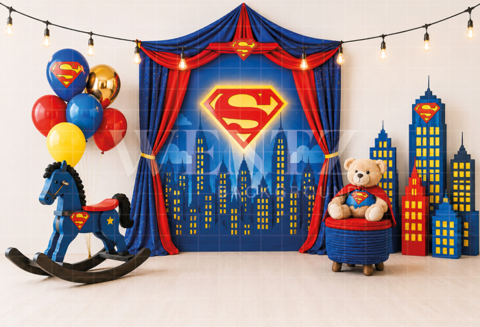 Fundo Fotográfico em Tecido Smash The Cake Super-Herói / Backdrop 8733