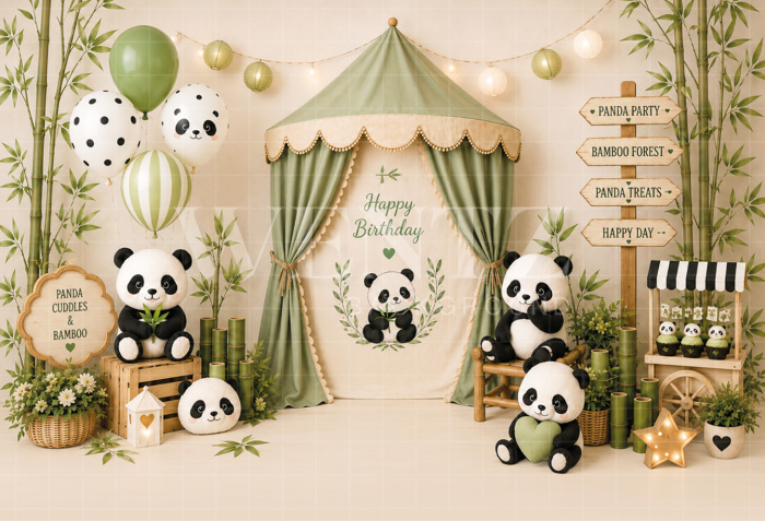 Fundo Fotográfico em Tecido Smash The Cake Ursinho Panda / Backdrop 8810