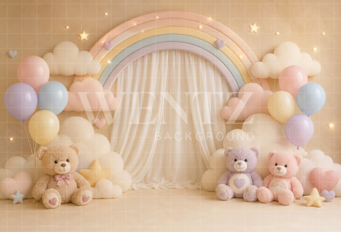 Fundo Fotográfico em Tecido Smash The Cake Ursinhos / Backdrop 8686
