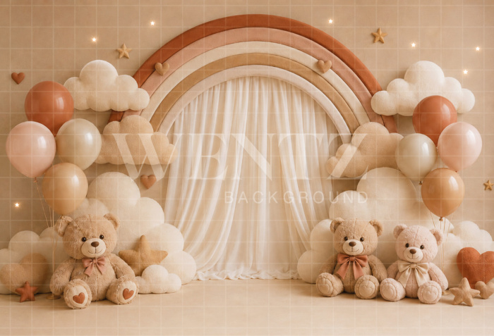 Fundo Fotográfico em Tecido Smash The Cake Ursinhos / Backdrop 8687