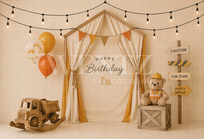 Fundo Fotográfico em Tecido Smash The Cake Urso Construtor / Backdrop 8668