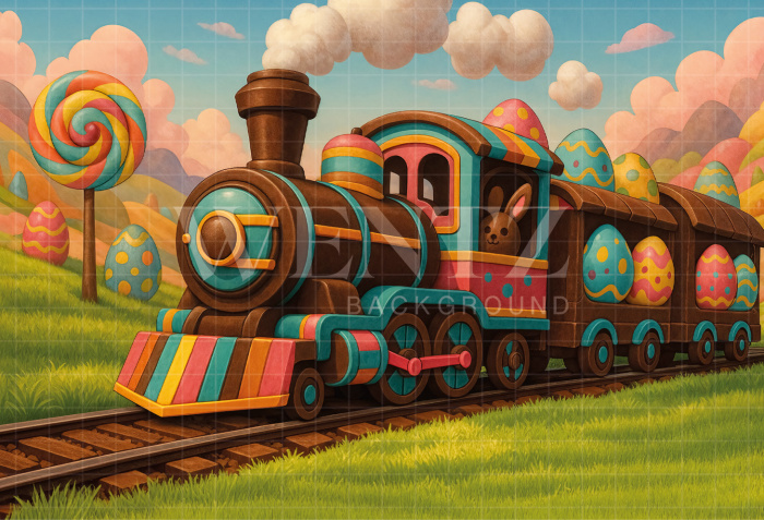 Fundo Fotográfico em Tecido Trem de Páscoa / Backdrop 8070