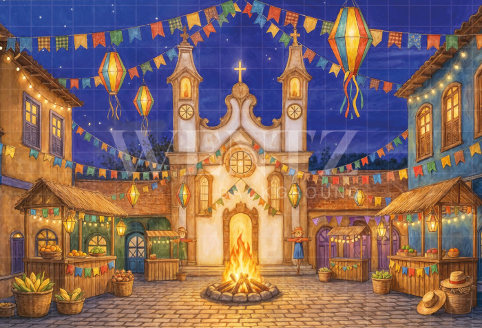 Fundo Fotográfico em Tecido Vila de São João / Backdrop 8240