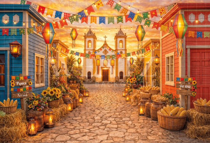 Fundo Fotográfico em Tecido Vila de São João / Backdrop 8281