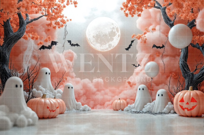 Fundo Fotográfico em Tecido Fantasmas Halloween / Backdrop 7657