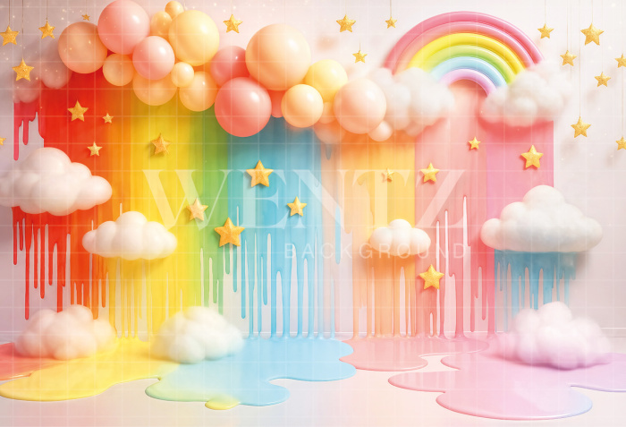 Fundo Fotográfico em Tecido Smash The Cake Arco Iris / Backdrop 7180