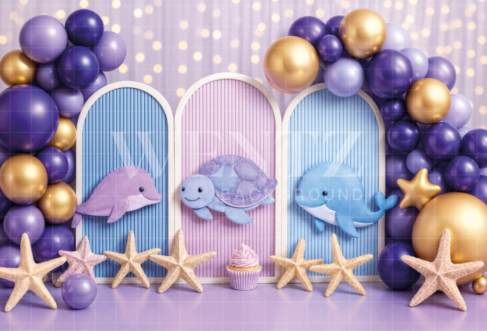 Fundo Fotográfico em Tecido Smash The Cake Fundo do Mar / Backdrop 7191