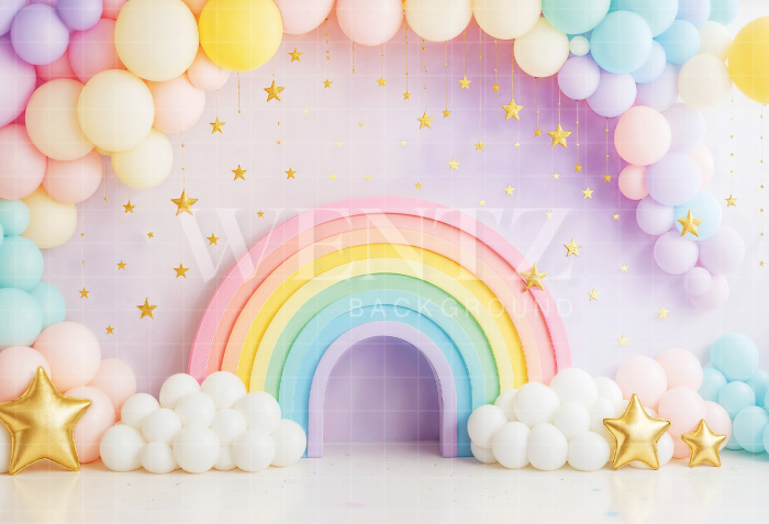 Fundo Fotográfico em Tecido Smash The Cake Arco Iris / Backdrop 7192