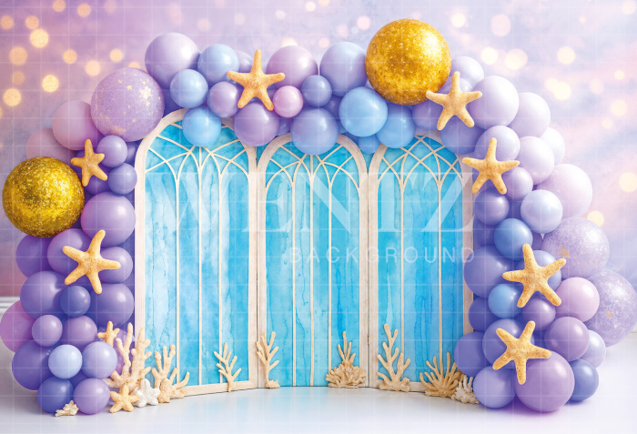 Fundo Fotográfico em Tecido Smash the Cake Balões com Estrelas / Backdrop 7194