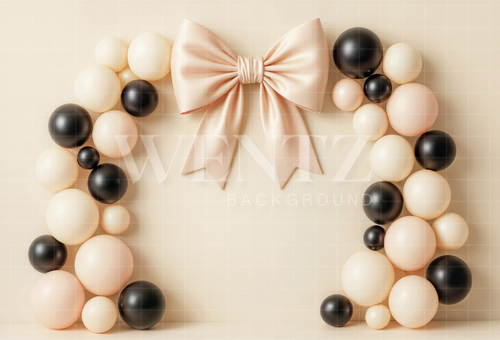 Fundo Fotográfico em Tecido Smash the Cake com Laço e Balões / Backdrop 7184