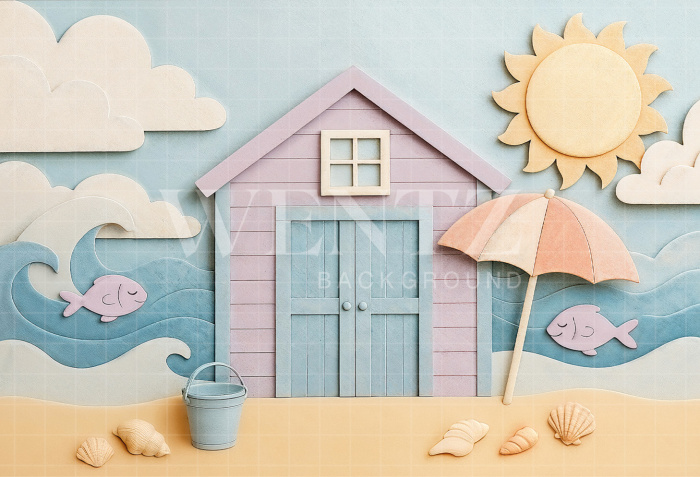 Fundo Fotográfico em Tecido Praia Verão / Backdrop 7209