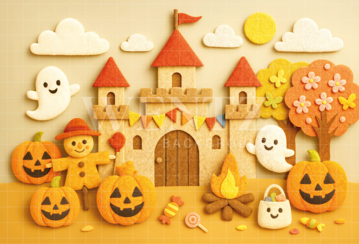 Fundo Fotográfico em Tecido Castelo de Halloween / Backdrop 7218