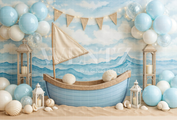 Fundo Fotográfico em Tecido Cenário Marinheiro Azul / Backdrop 7096