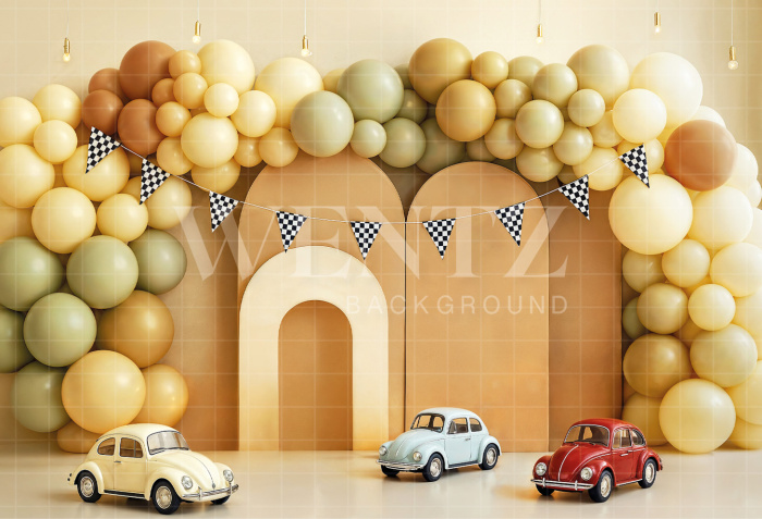 Fundo Fotográfico em Tecido Smash the Cake Carros / Backdrop 7162