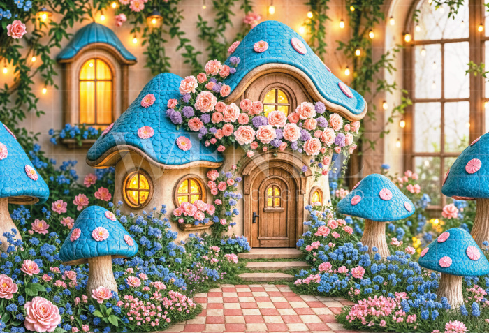 Fundo Fotográfico em Tecido Casinha de Cogumelo / Backdrop 7163