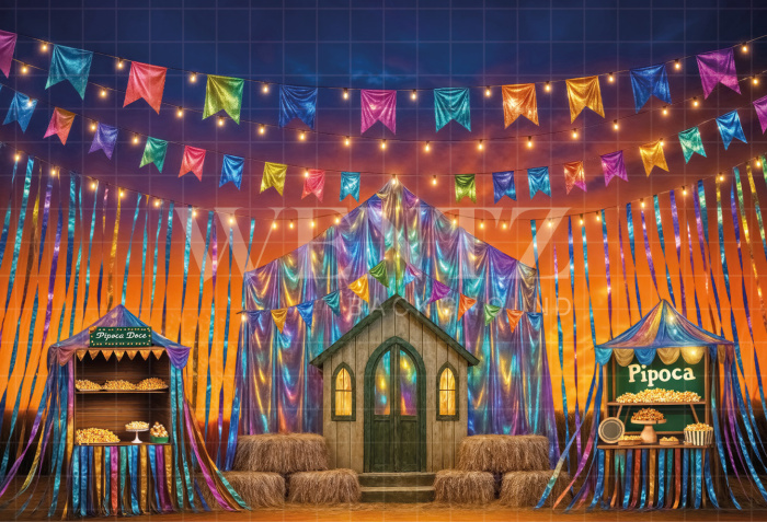 Fundo Fotográfico em Tecido Cenário Festa Junina / Backdrop 7024