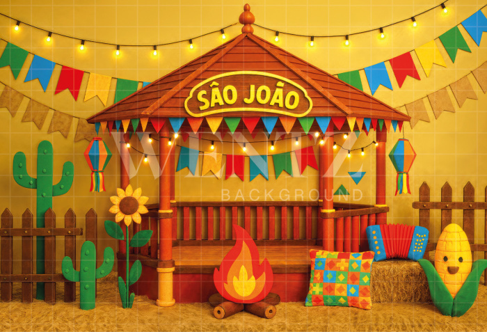 Fundo Fotografico em Tecido Cenario Festa Junina / Backdrop 7035