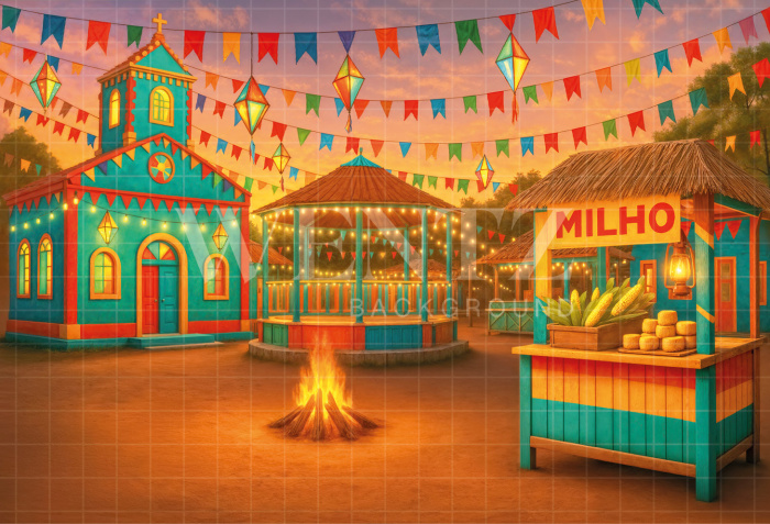 Fundo Fotográfico em Tecido Cenário Festa Junina / Backdrop 7042