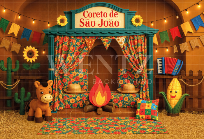 Fundo Fotografico em Tecido Cenario Festa Junina / Backdrop 7062