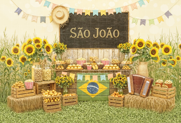Fundo Fotográfico em Tecido Cenário Festa Junina / Backdrop 6965